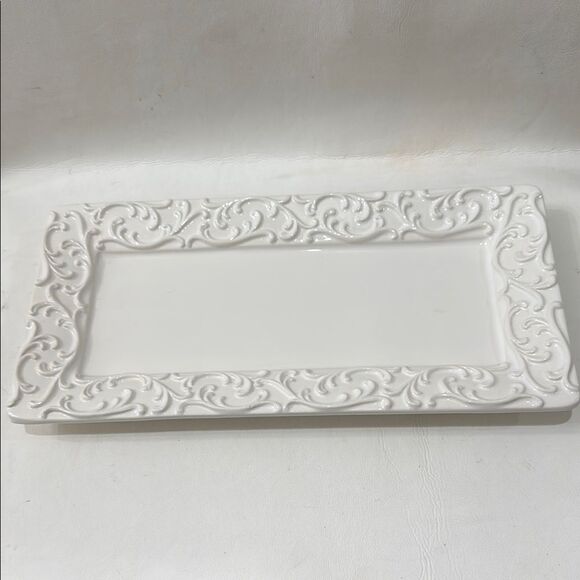 Handmade Italy Elegant White Rectangular Bread Serving Platter Vanity Bath Tray - Picture 1 of 9
